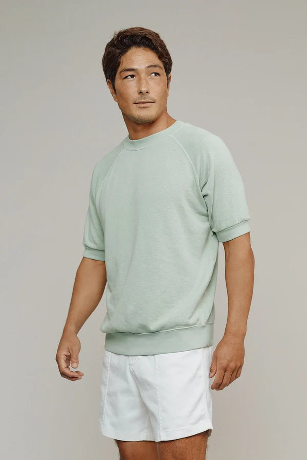 Short Sleeve Raglan Sweatshirt in Stormy Green