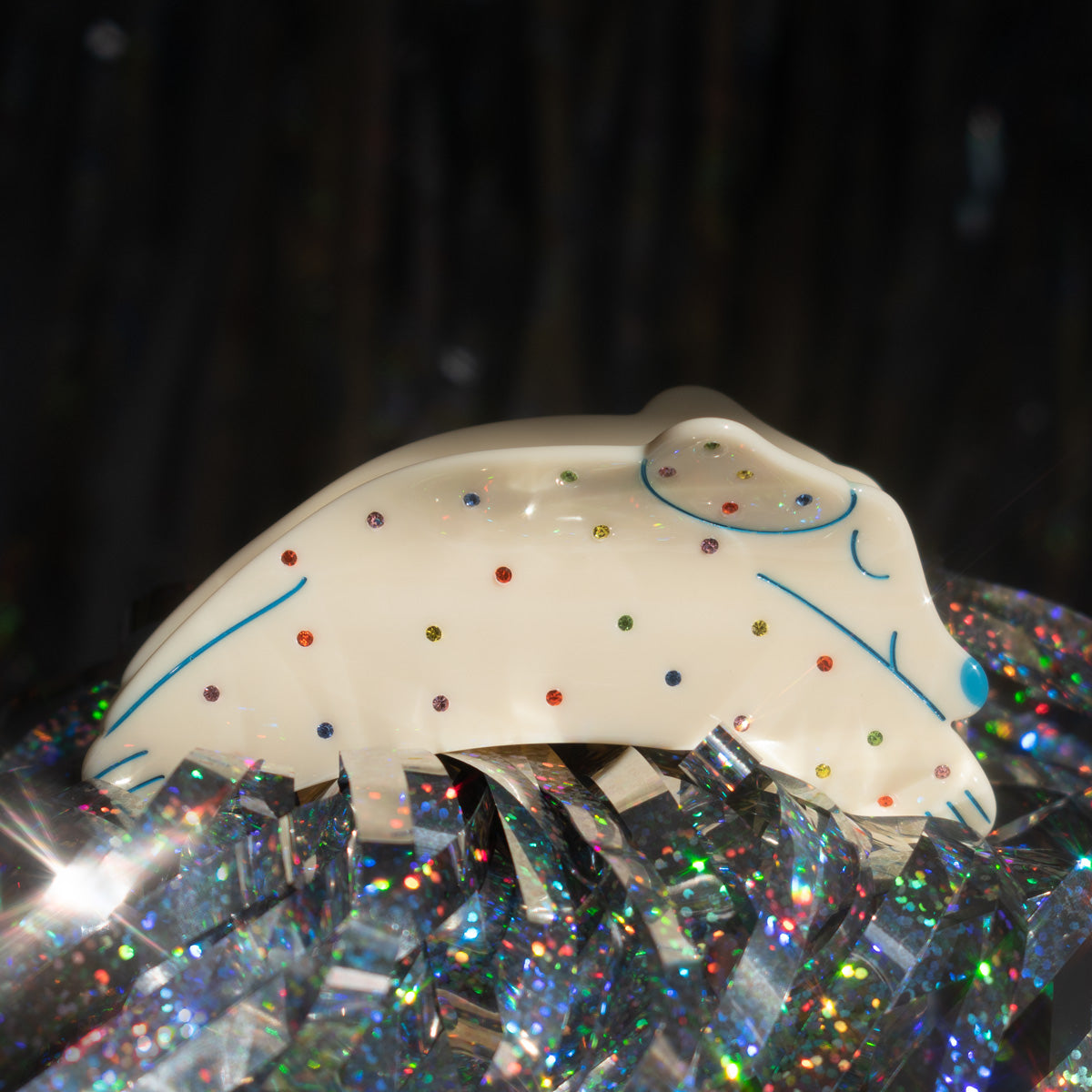 Pride Puppy Rainbow Rhinestone Hair Claw