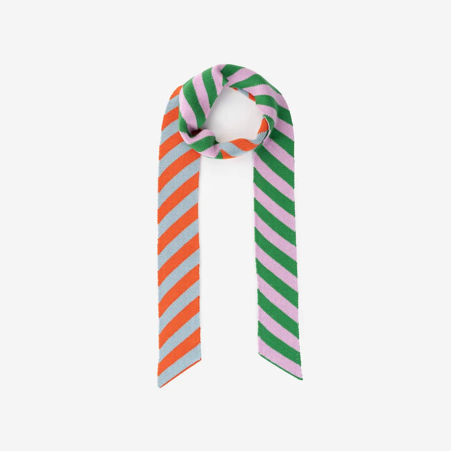 Zipper Stripe Ribbon Scarf - Poppy Stone Blue
