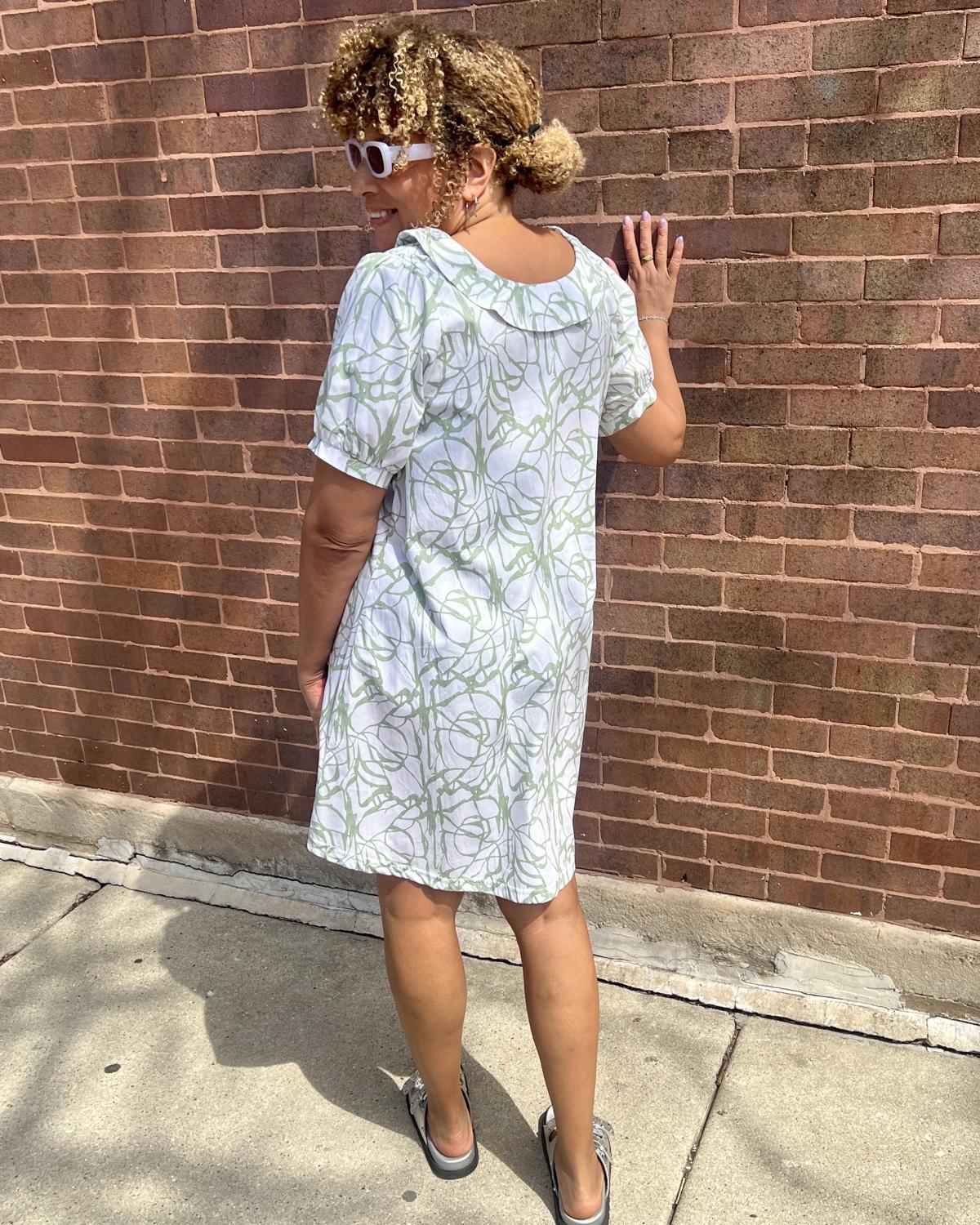 Charlotte Dress in Sage Vines
