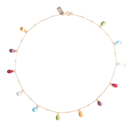 Multicolor Teardrop Fringe Necklace - Warm