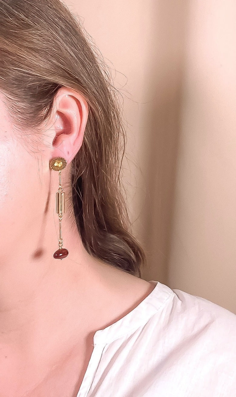 Garnet Mismatched Composition Earrings