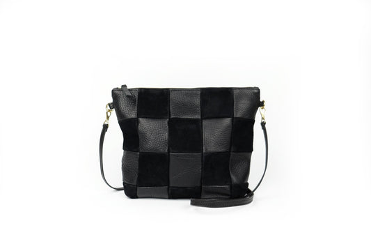 Black Checkered Leather Purse