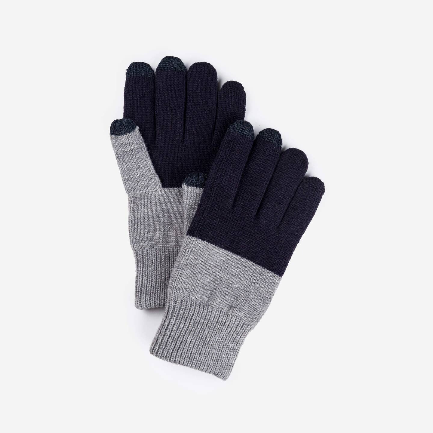 Colorblock Knit Touchscreen Gloves (Black + Gray)
