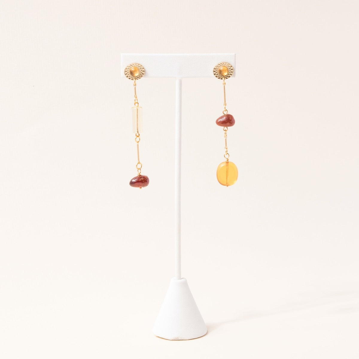 Garnet Mismatched Composition Earrings