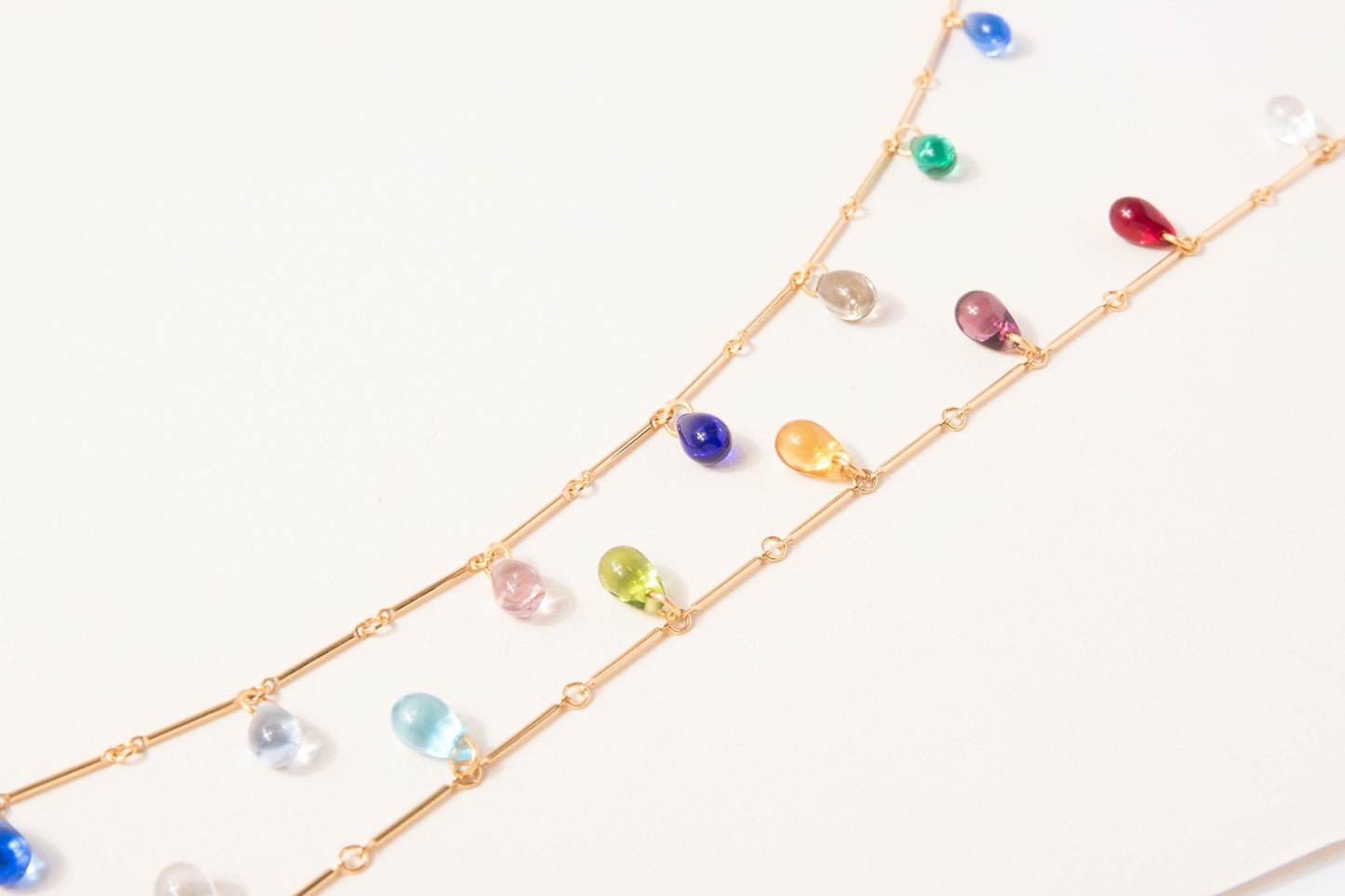 Multicolor Teardrop Fringe Necklace - Warm