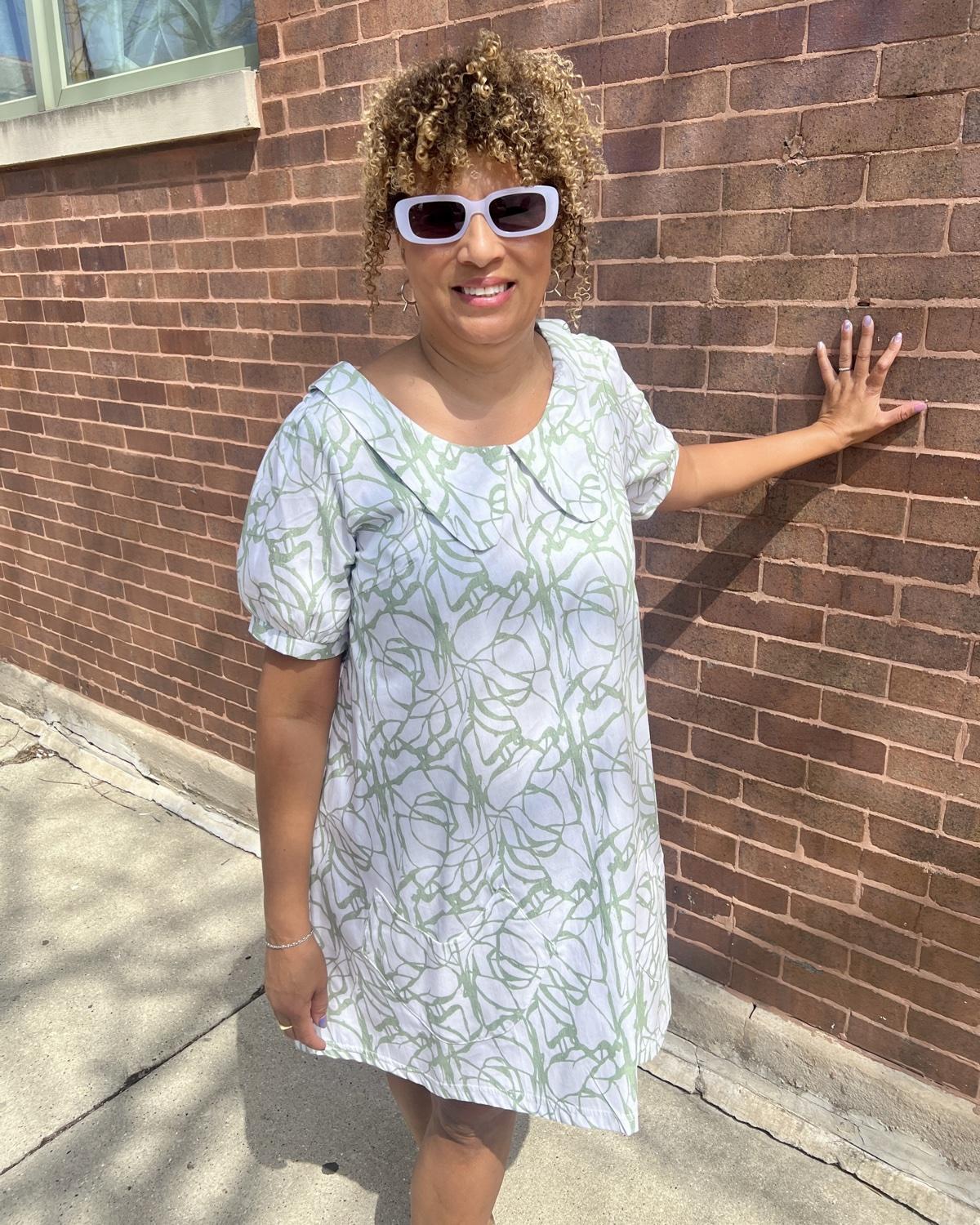 Charlotte Dress in Sage Vines