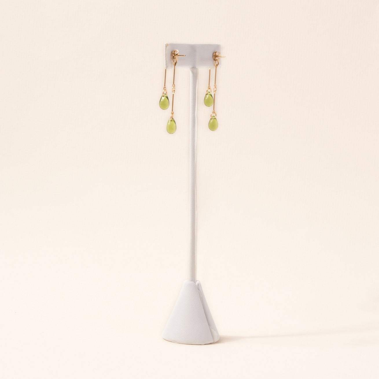 Olive Glass Double Drop Earrings