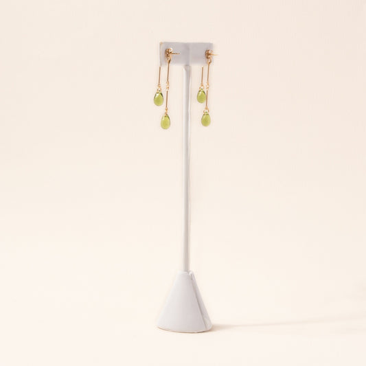Olive Glass Double Drop Earrings