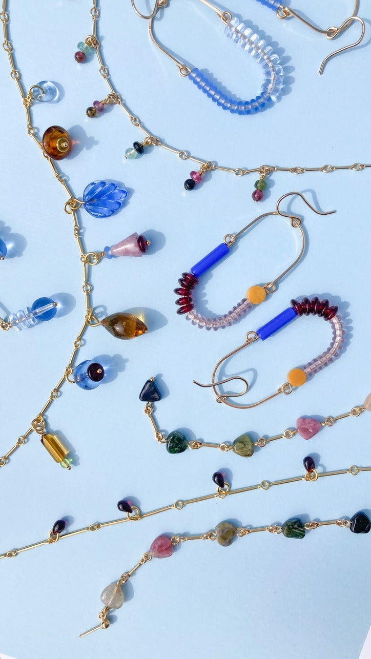 Balance Earrings - Yellow Jasper, Periwinkle, Oxblood