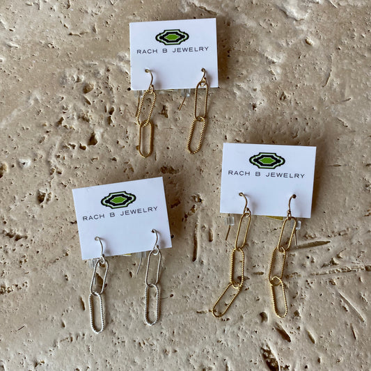 Large Link Paperclip Chain Drop Earrings