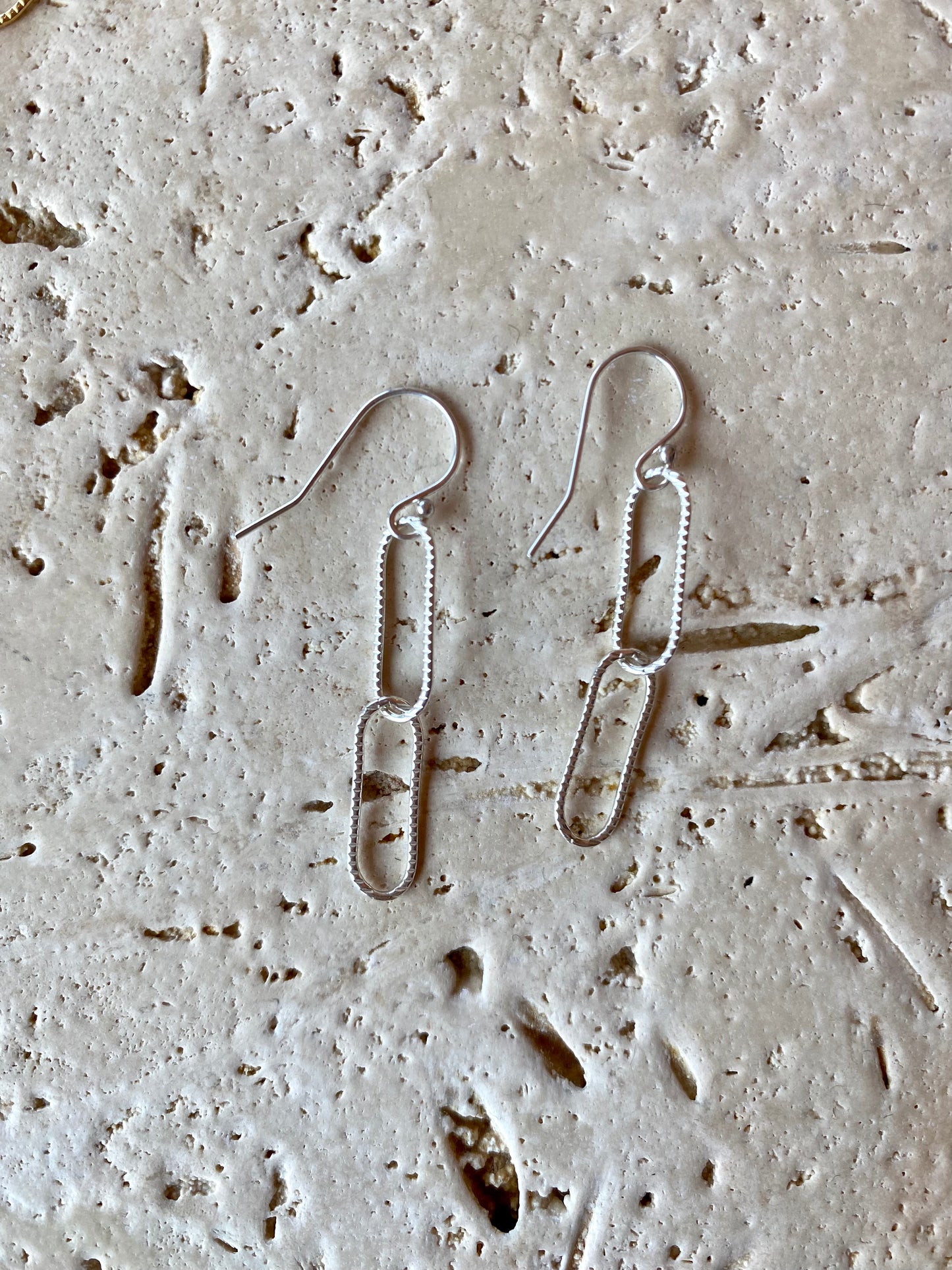 Large Link Paperclip Chain Drop Earrings Sterling Silver - 2 Links