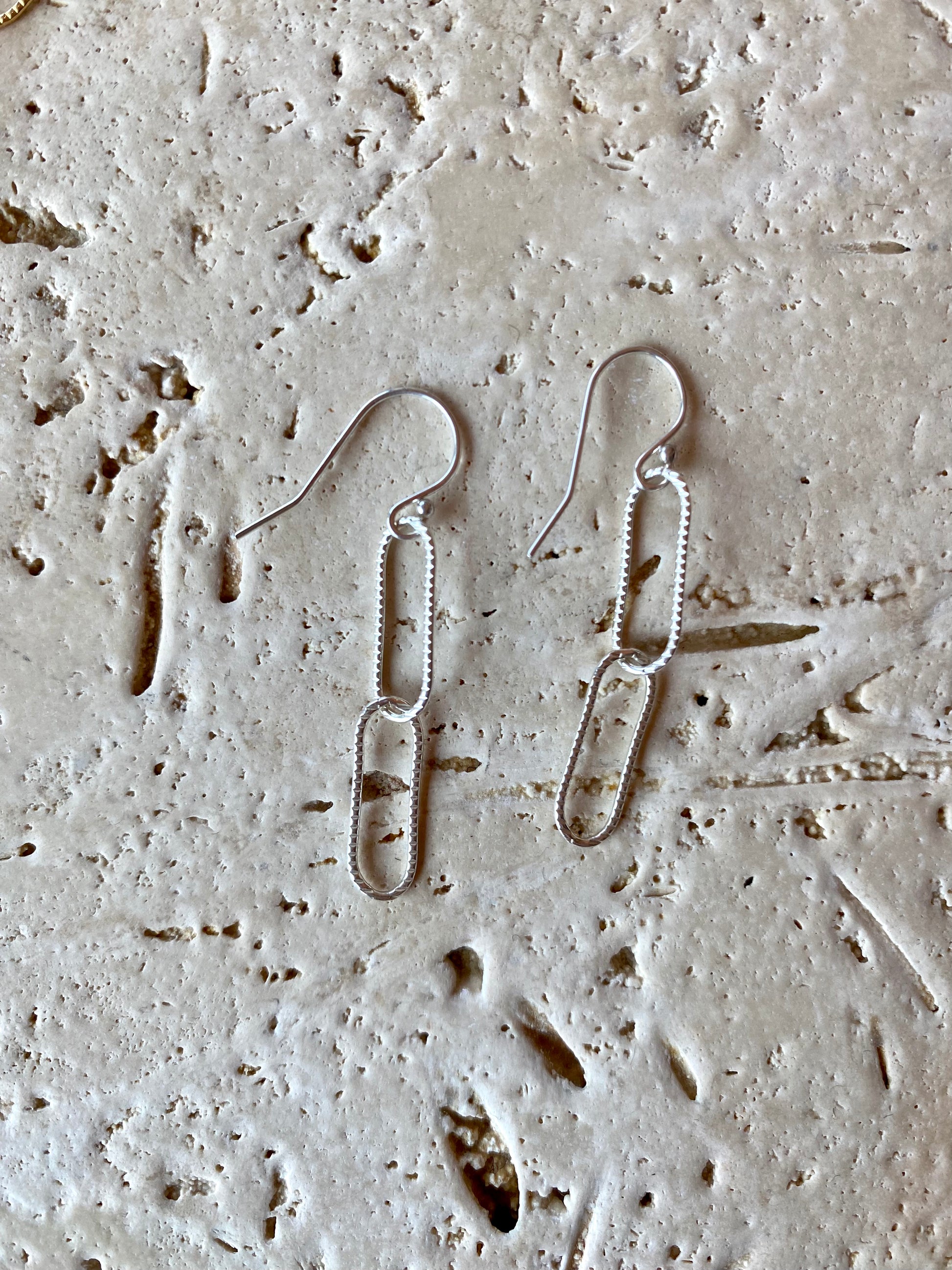 Large Link Paperclip Chain Drop Earrings Sterling Silver - 2 Links