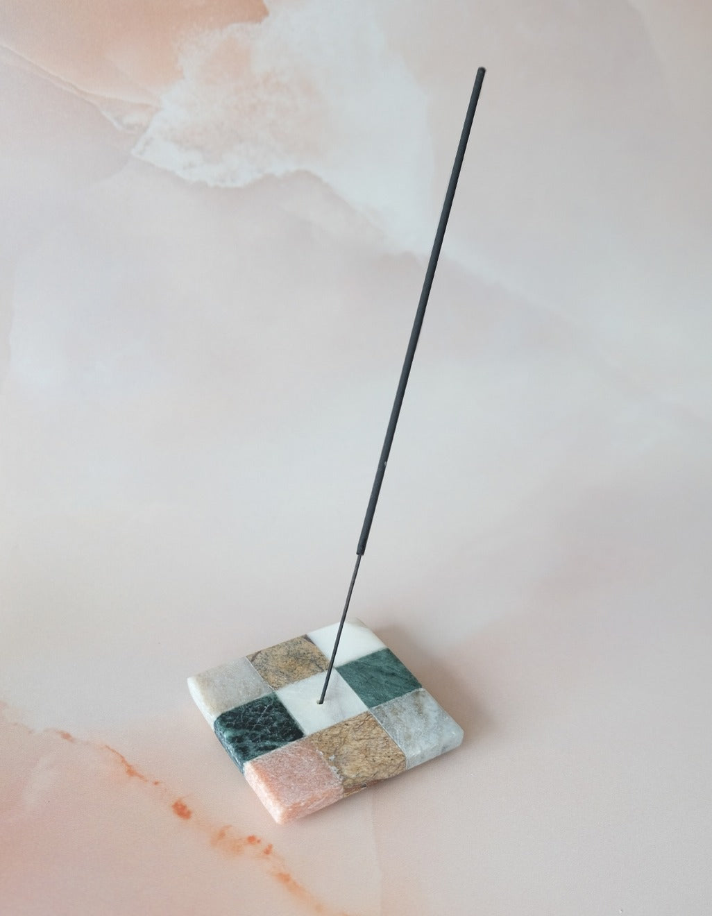 Marble Check Incense Holder