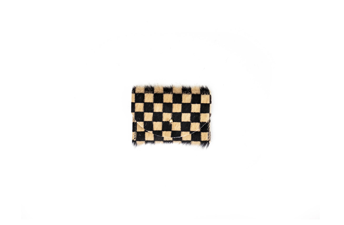 Cardholder - Tan Checkered Hair on Hide