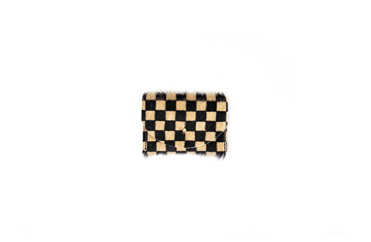 Cardholder - Tan Checkered Hair on Hide