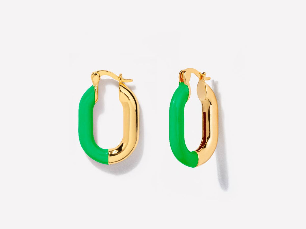 Zoey Green Enamel Oval Hoops