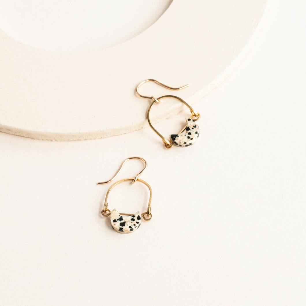 Dalmatian Jasper Mini Eclipse Earrings