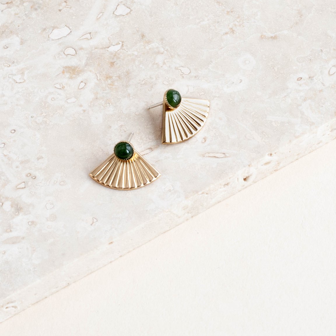 Gemstone Mini Pleat Jacket Earrings