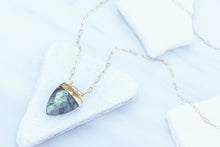 Labradorite armored shield chain necklace
