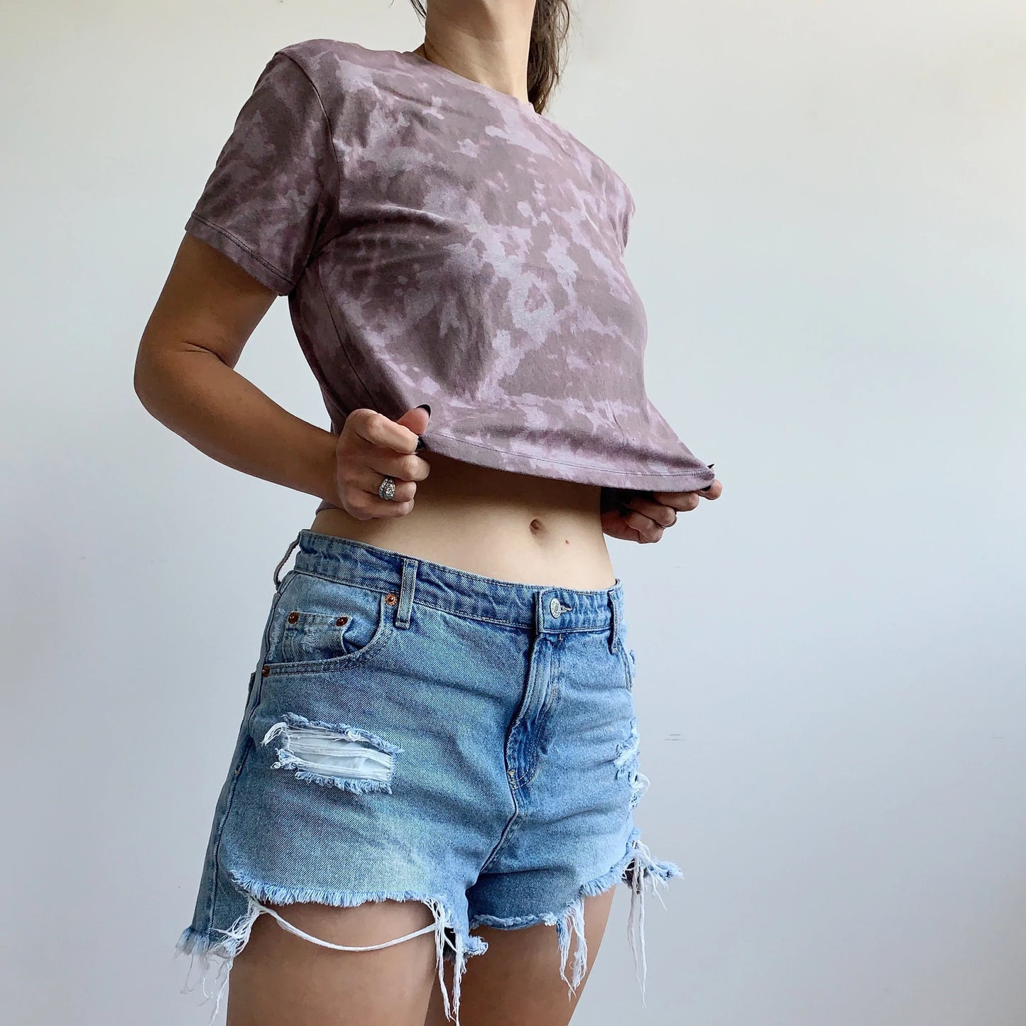 Inverse Tie Dye Crop Top - Gray