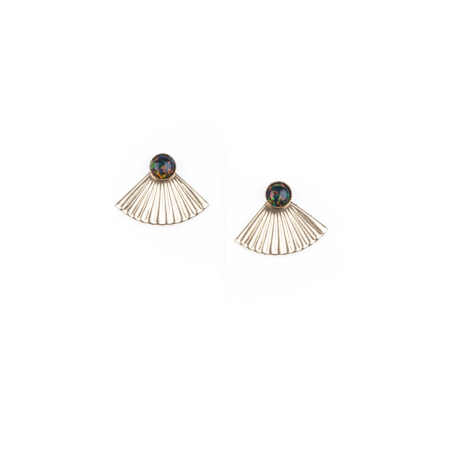 Gemstone Mini Pleat Jacket Earrings