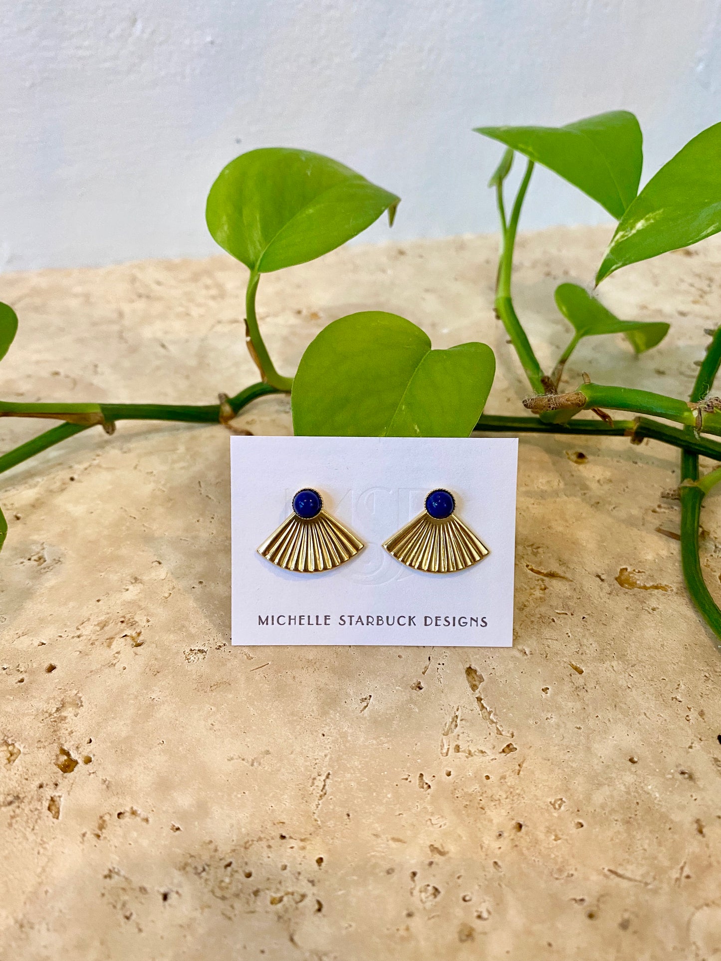 Gemstone Mini Pleat Jacket Earrings