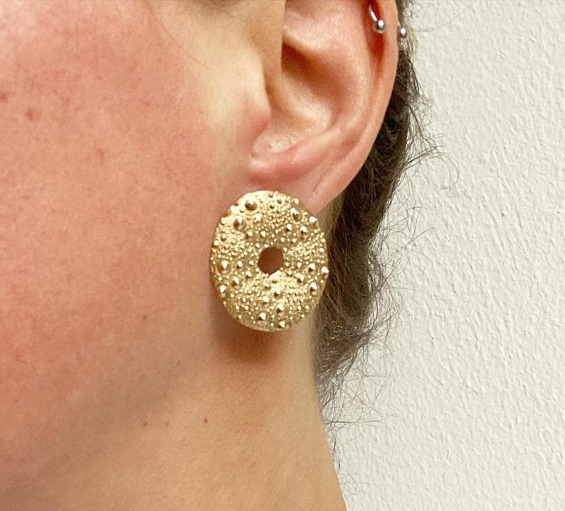 Sea Urchin Circle Stud Earrings